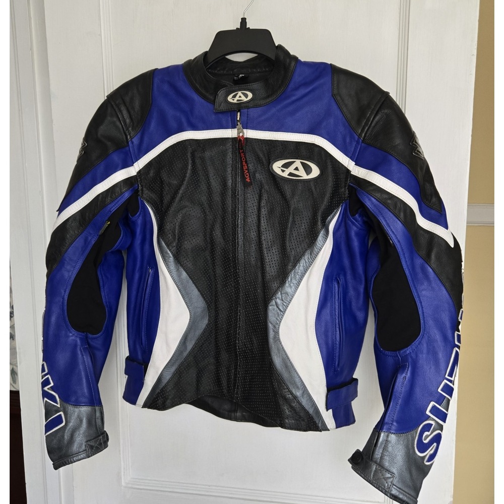 AGV Sport Men's Suzuki  Motorsport Motorbike Leather Jacket Amour‎ Size 44